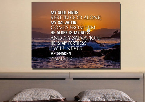 Psalm 62:1-2 Canvas Wall Art Print
